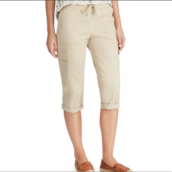drawstring cargo capris